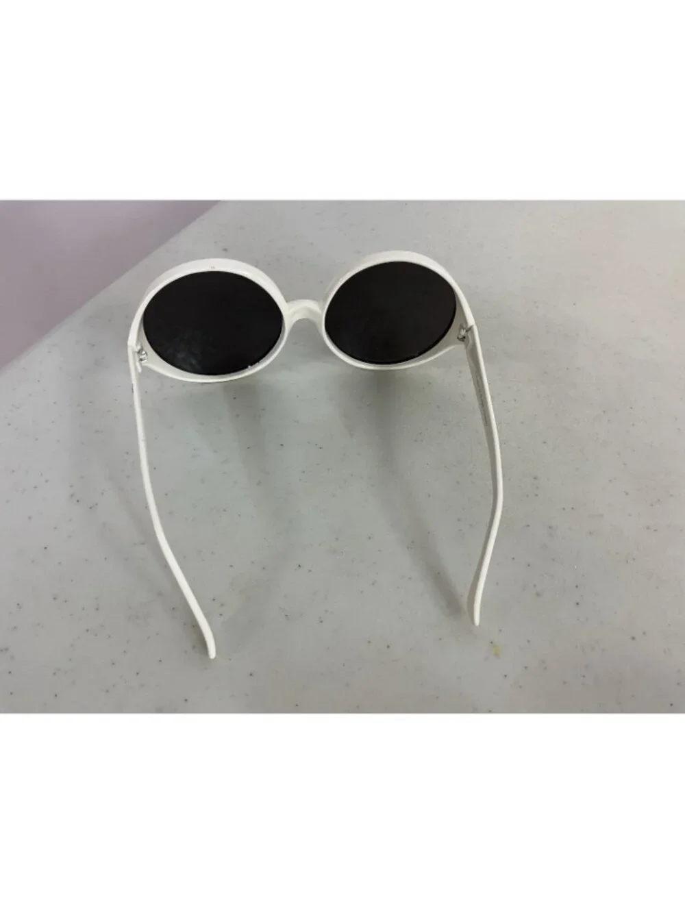 Vintage Dyce Large Round Lens White Sunglasses Retro Y2K